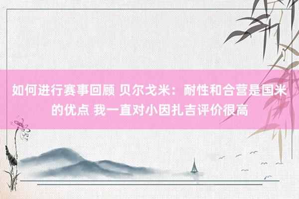 如何进行赛事回顾 贝尔戈米：耐性和合营是国米的优点 我一直对小因扎吉评价很高