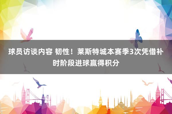 球员访谈内容 韧性！莱斯特城本赛季3次凭借补时阶段进球赢得积分