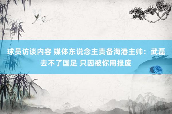 球员访谈内容 媒体东说念主责备海港主帅：武磊去不了国足 只因被你用报废