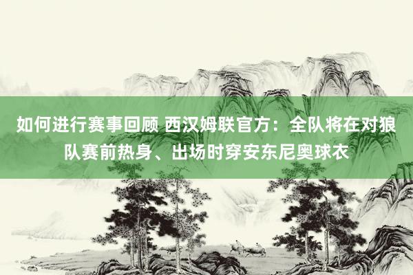 如何进行赛事回顾 西汉姆联官方：全队将在对狼队赛前热身、出场时穿安东尼奥球衣