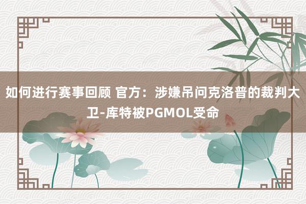 如何进行赛事回顾 官方：涉嫌吊问克洛普的裁判大卫-库特被PGMOL受命